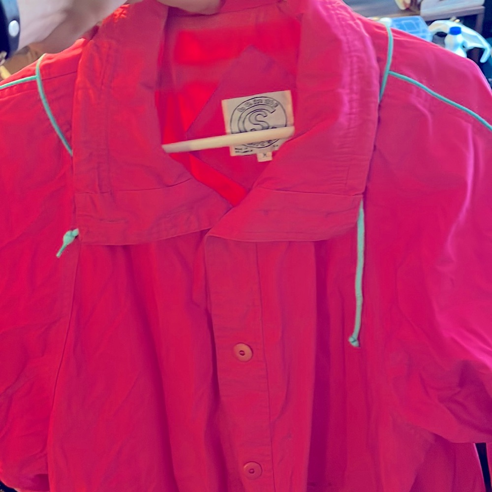 Funky Pink Coat, Rare Find, Made in Sri Lanka. Pink and blue